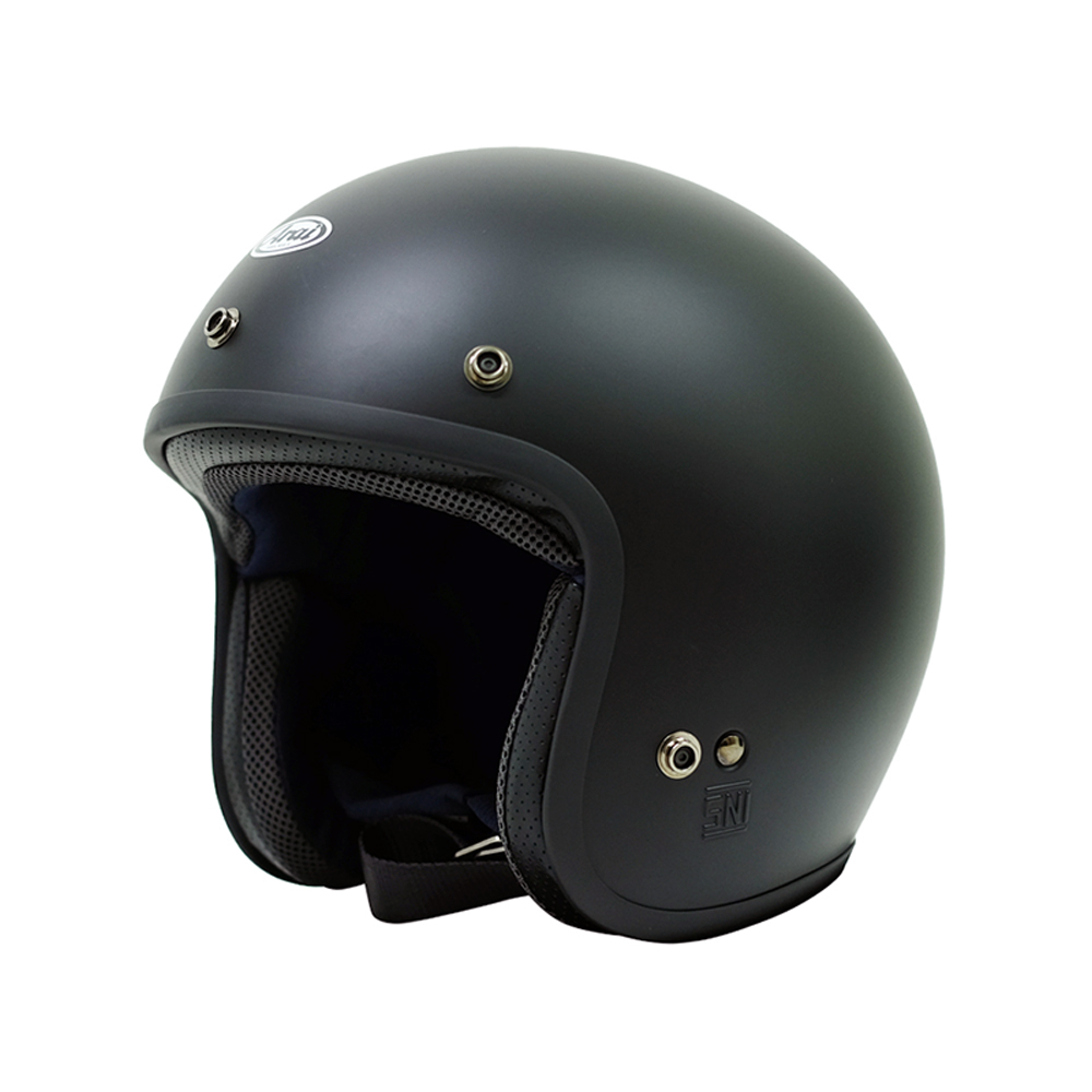 CLASSIC MOD Rubber Black Helm Open Face - Webike Indonesia